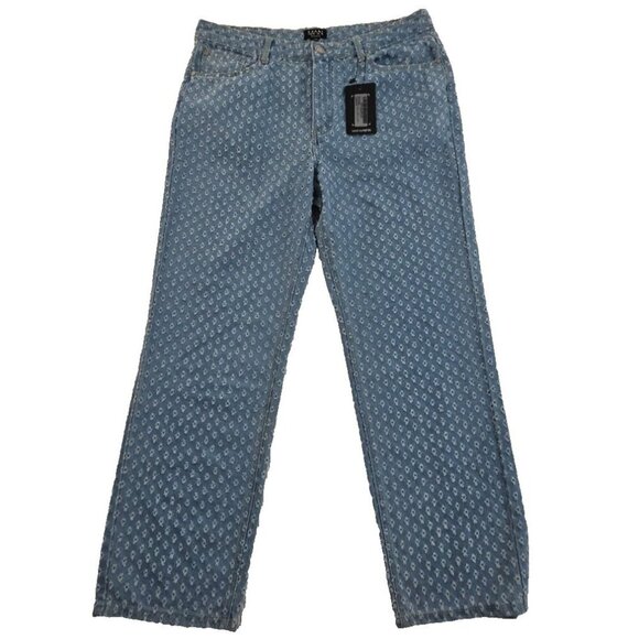 Boohoo Man Distressed Pull Texture Skate Jeans Men's 36x32 NEW Relaxed Fit NWT - Picture 1 of 16